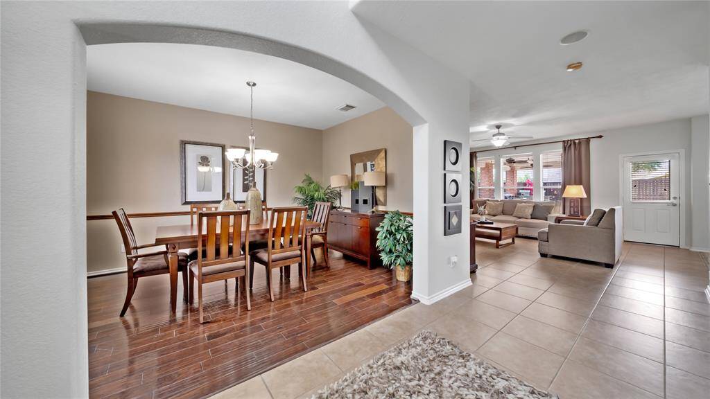 View of dining area and family room