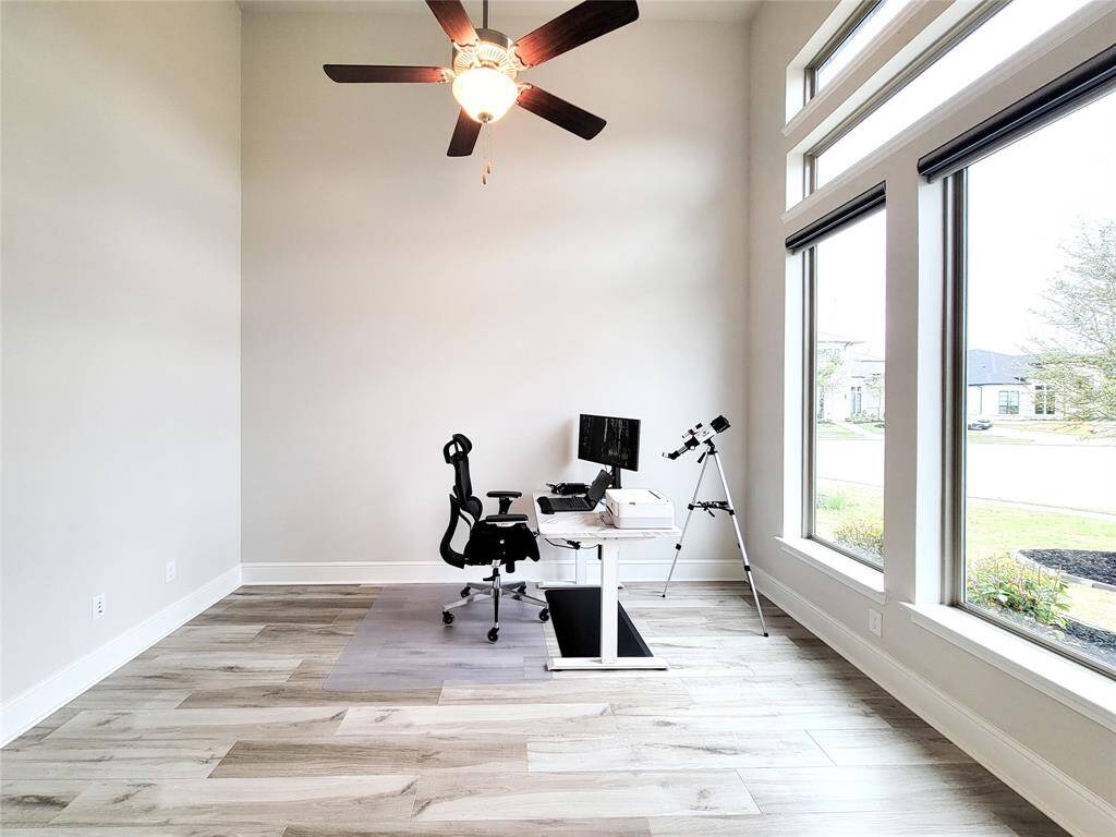 Very light & bright Study/ Home Office with French doors on the right side of Entry.