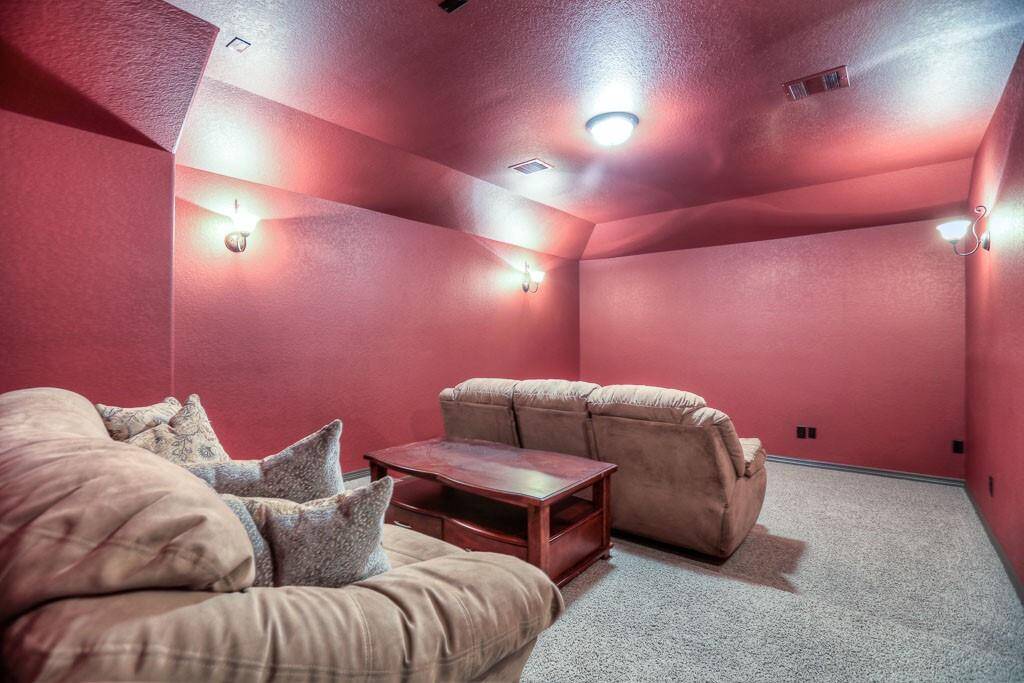 Media room with furniture.
