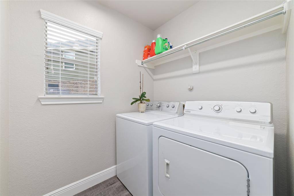 Laundry room is just past the dining room.