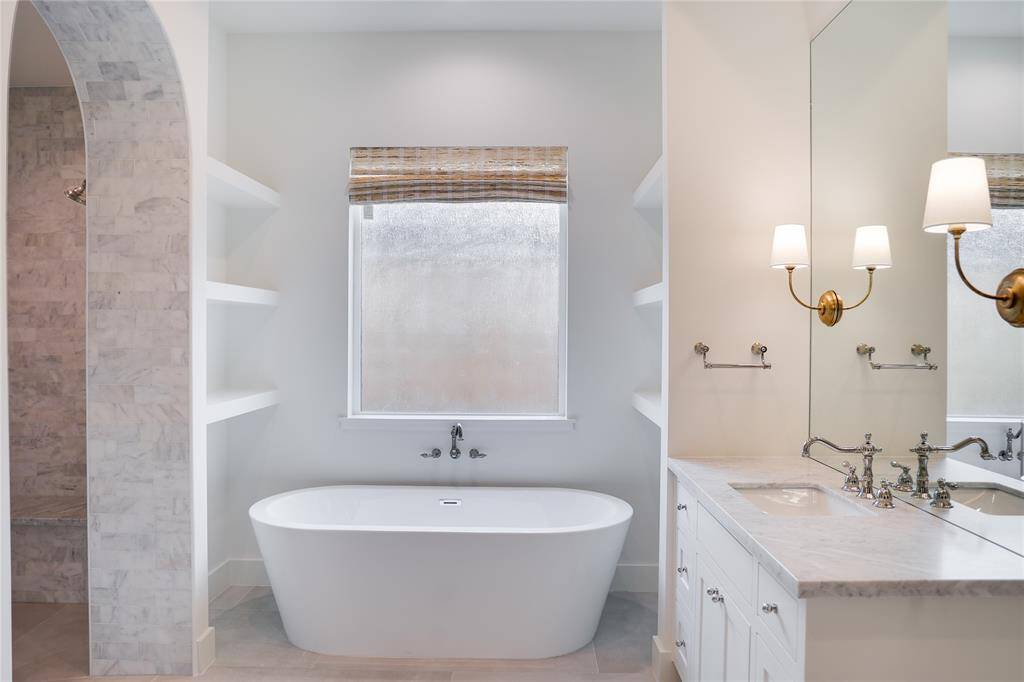 Previously Completed work with similar design. New master bathroom will feature white oak vanities.