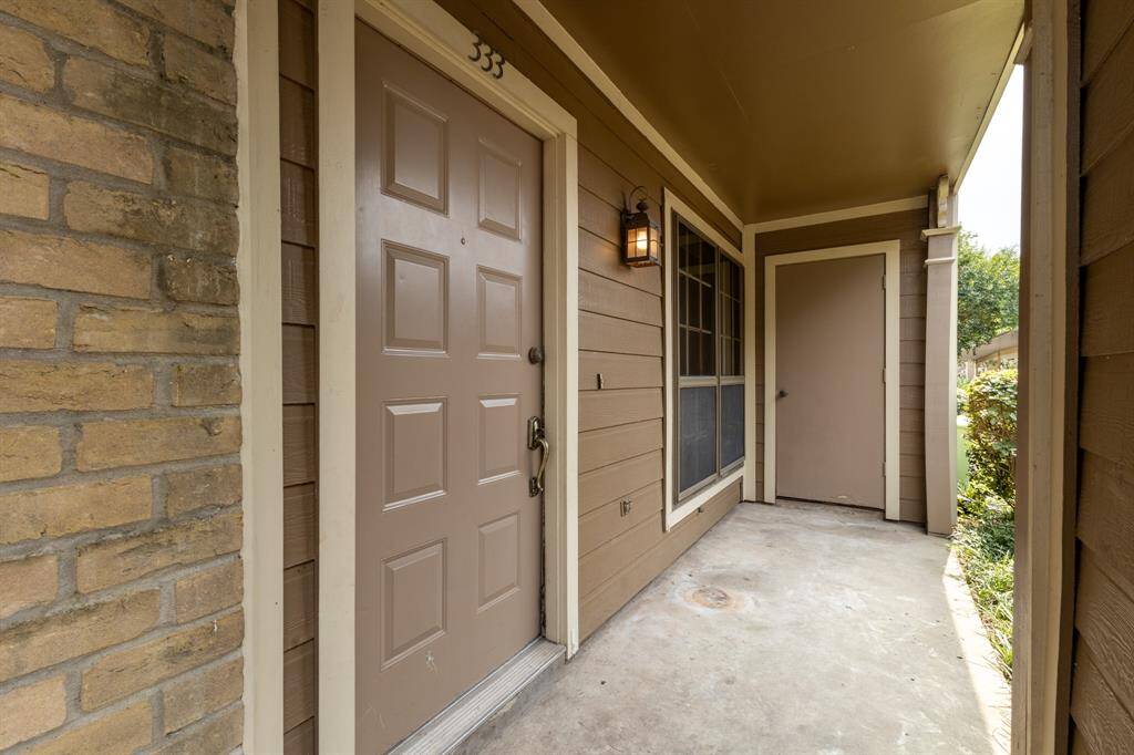 Front porch with storage closet