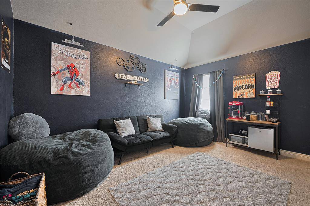 Bedroom #4 is currently being used as a Media Room