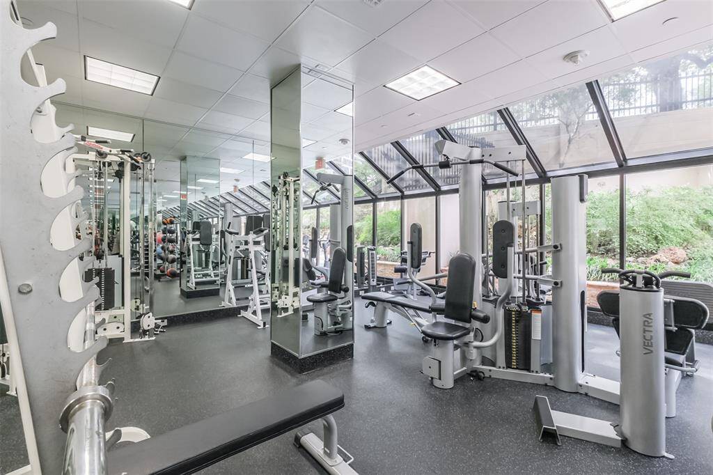 Here's another look at The Spires fitness center exercise equipment.