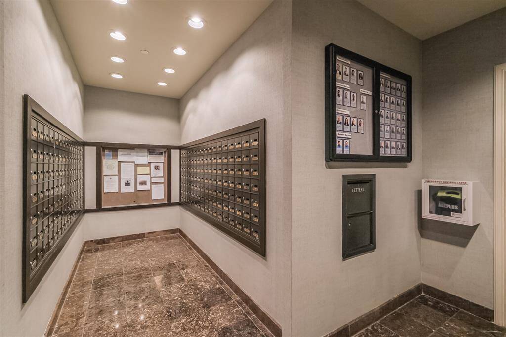The mailboxes are located inside The Spires.