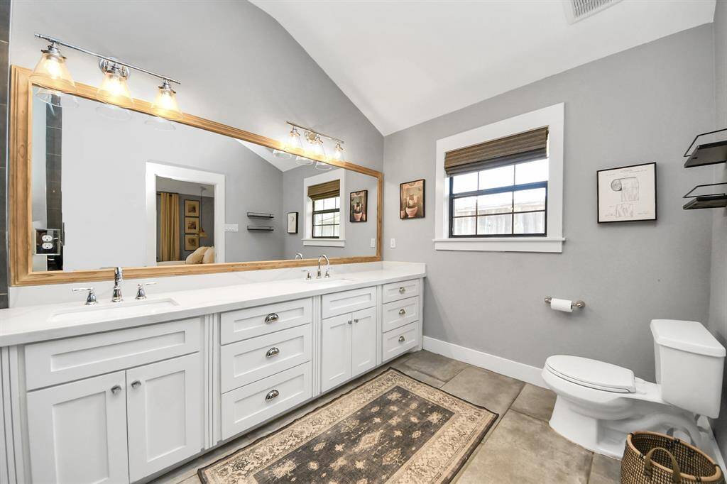 Dual sinks in the primary bathroom.