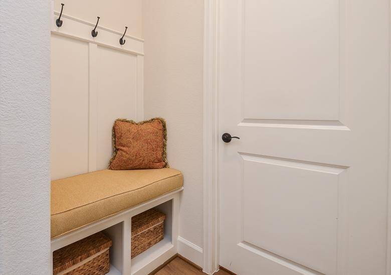 Custom Bench Seating by the Garage Exit Door.