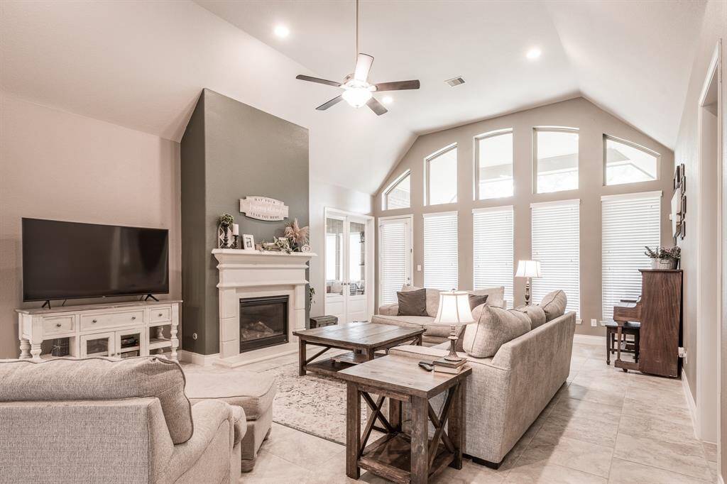 Family room with tons of windows