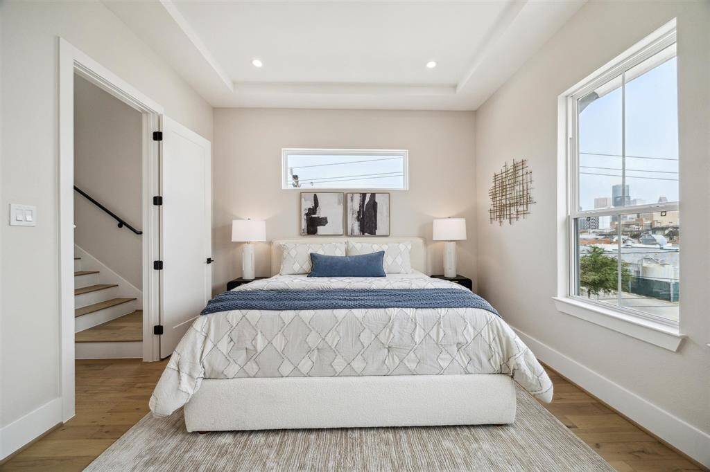 You cant see it in this photo, but in person you will see the views of downtown from this window in your primary suite!