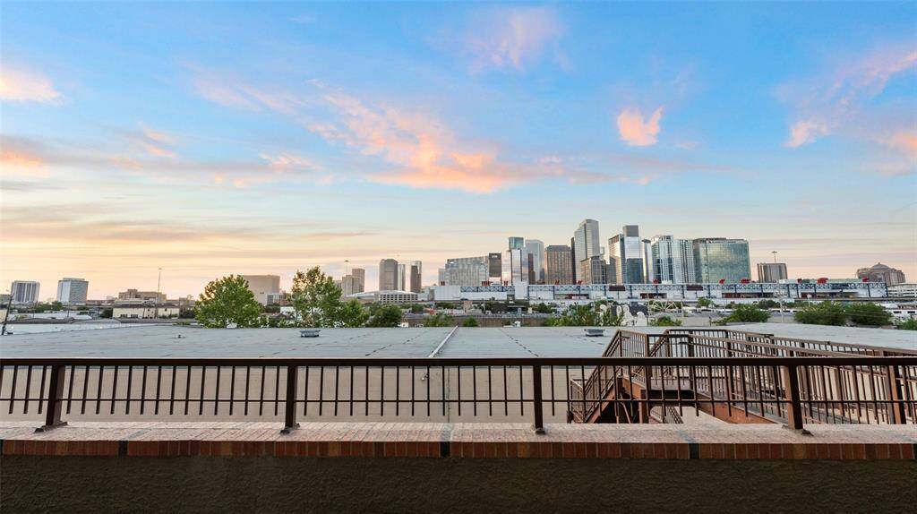 Spectacular view of downtown Houston from terrace just off living room.
