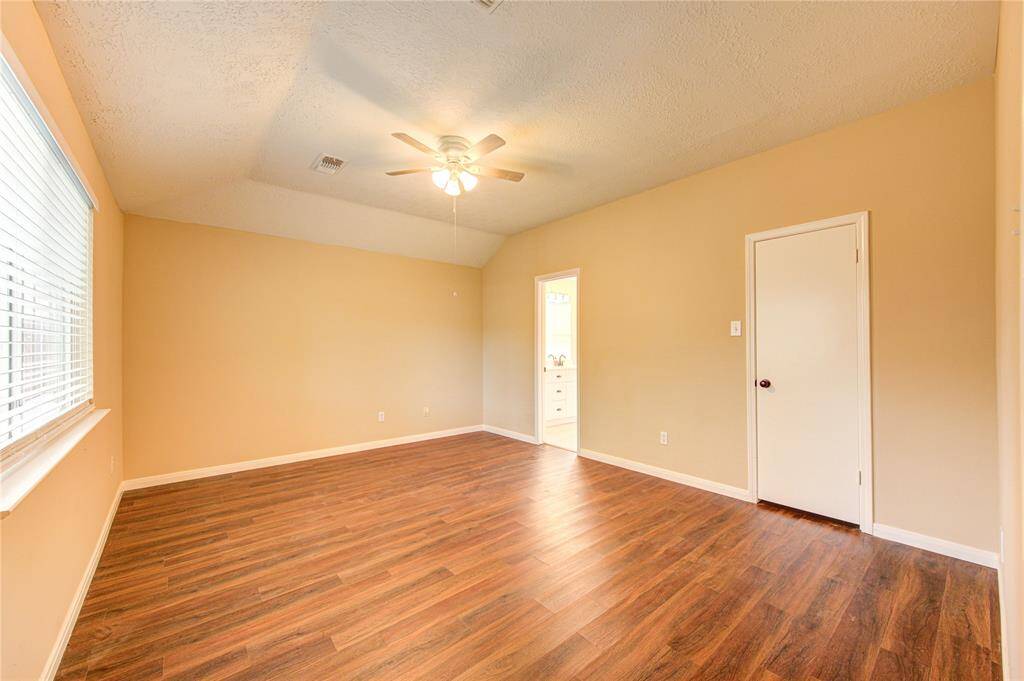 Spacious primary bedroom with walk-in closet (right).