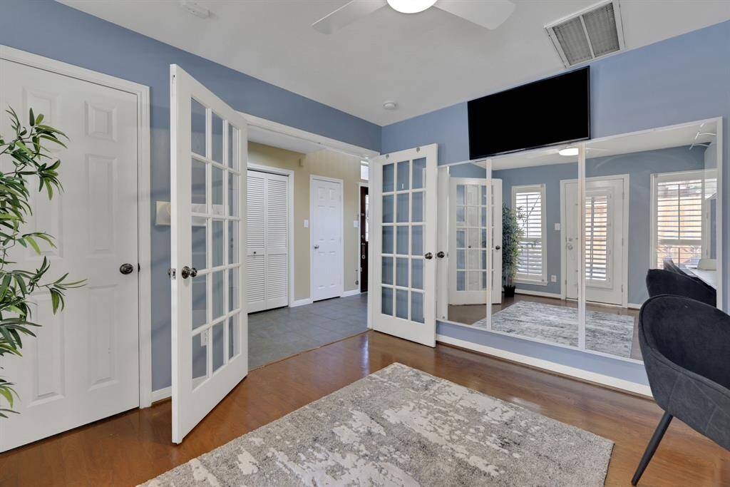 The office highlights thoughtful design flow, natural light and easy access to the home's main level