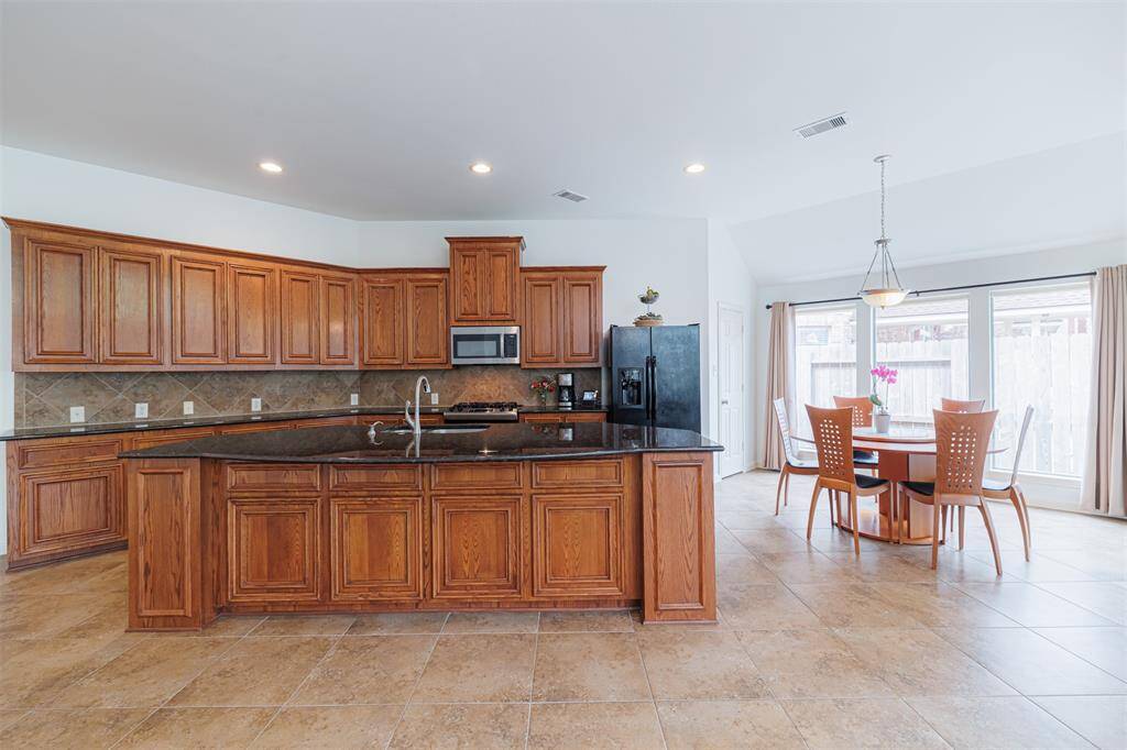 View of the kitchen and breakfast room.
