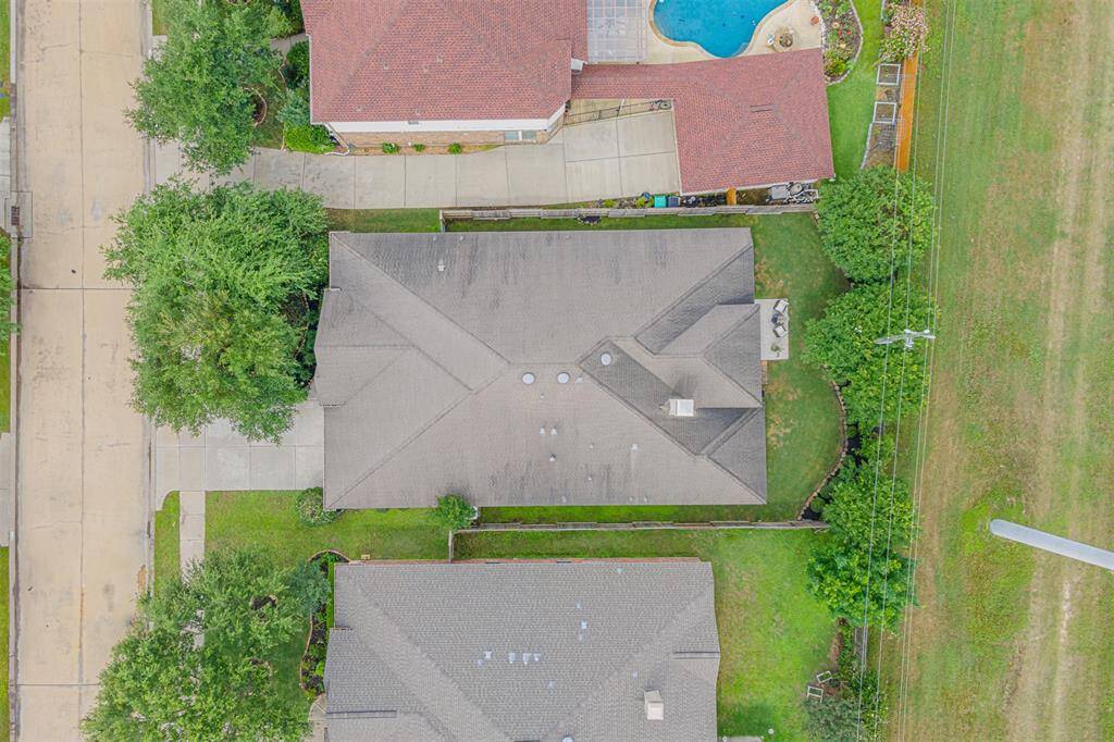 Aerial view of the home showing no back neighbors.