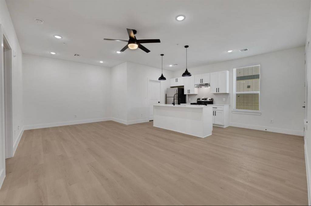 Open concept kitchen and living area