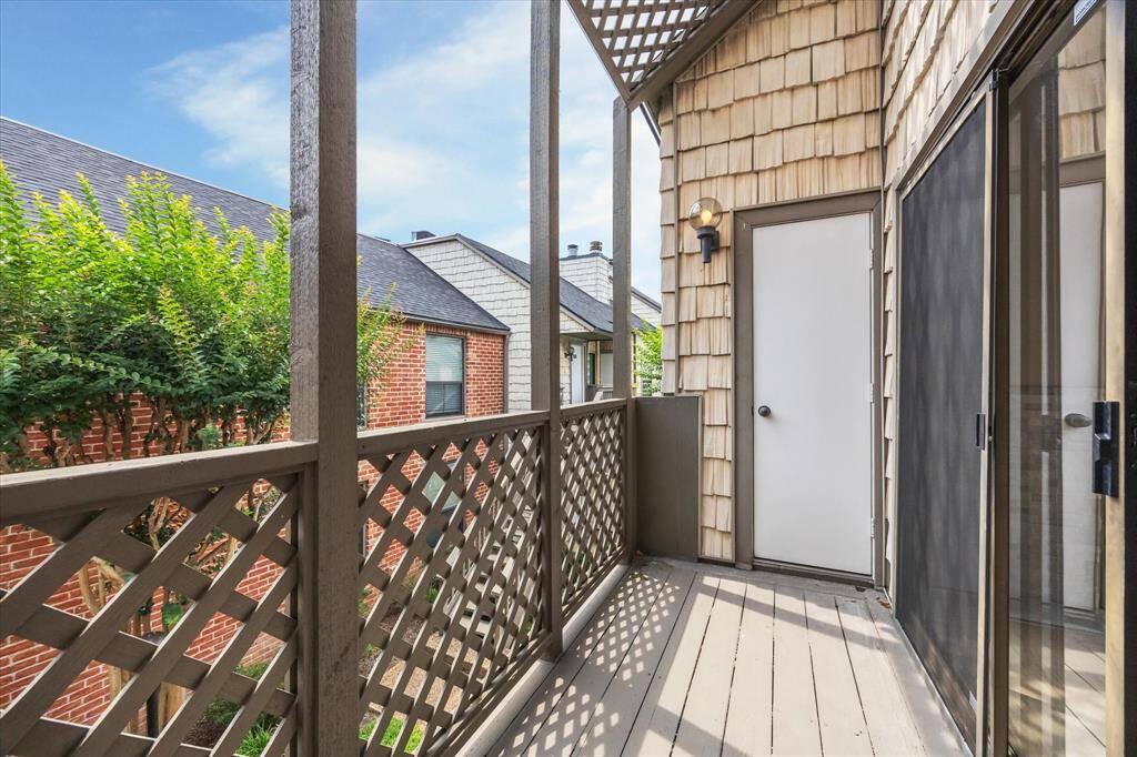 Unit includes an exterior storage closet and has room for a patio set.