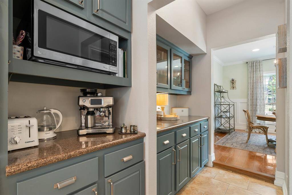 The area is a great place for what you see, microwave, toaster and coffee!  And next to it is the butler's pantry.