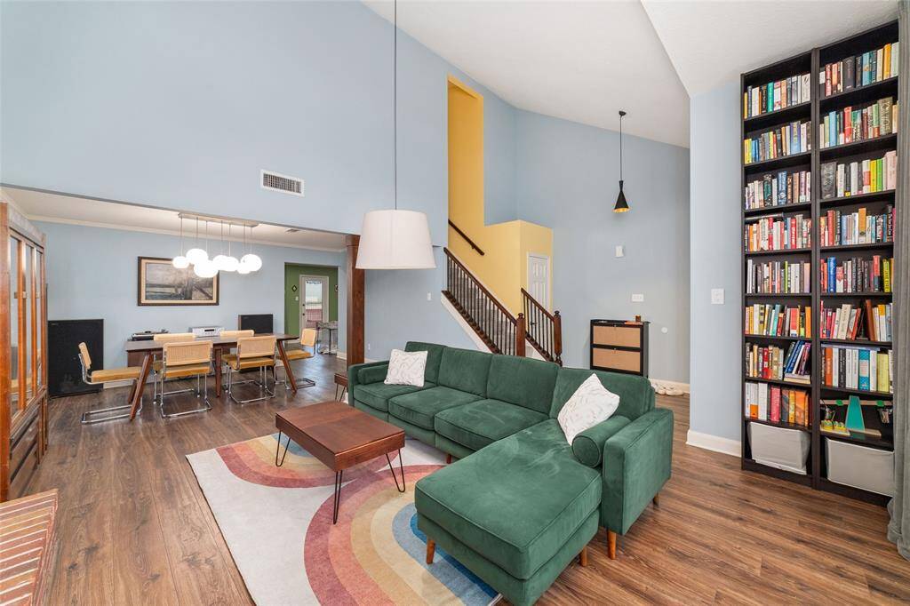 Living room overlooks the dedicated dining room.