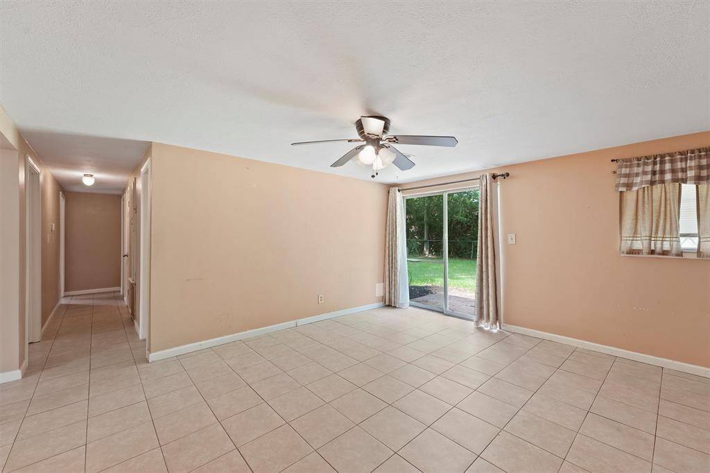 Another view of the kitchen and living space.