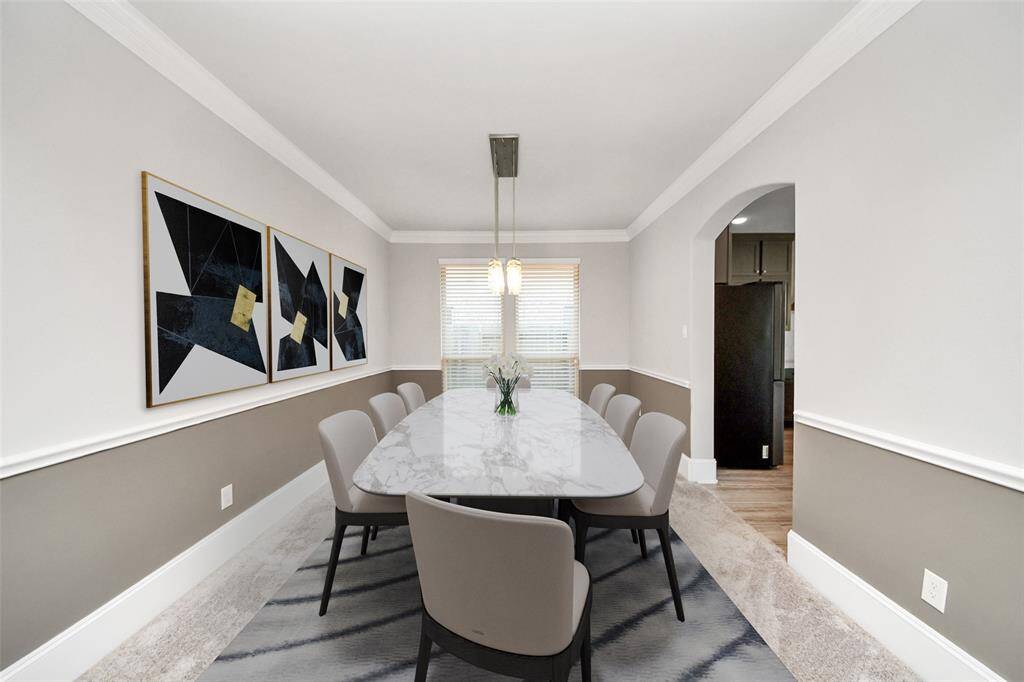 virtually staged formal dining area
