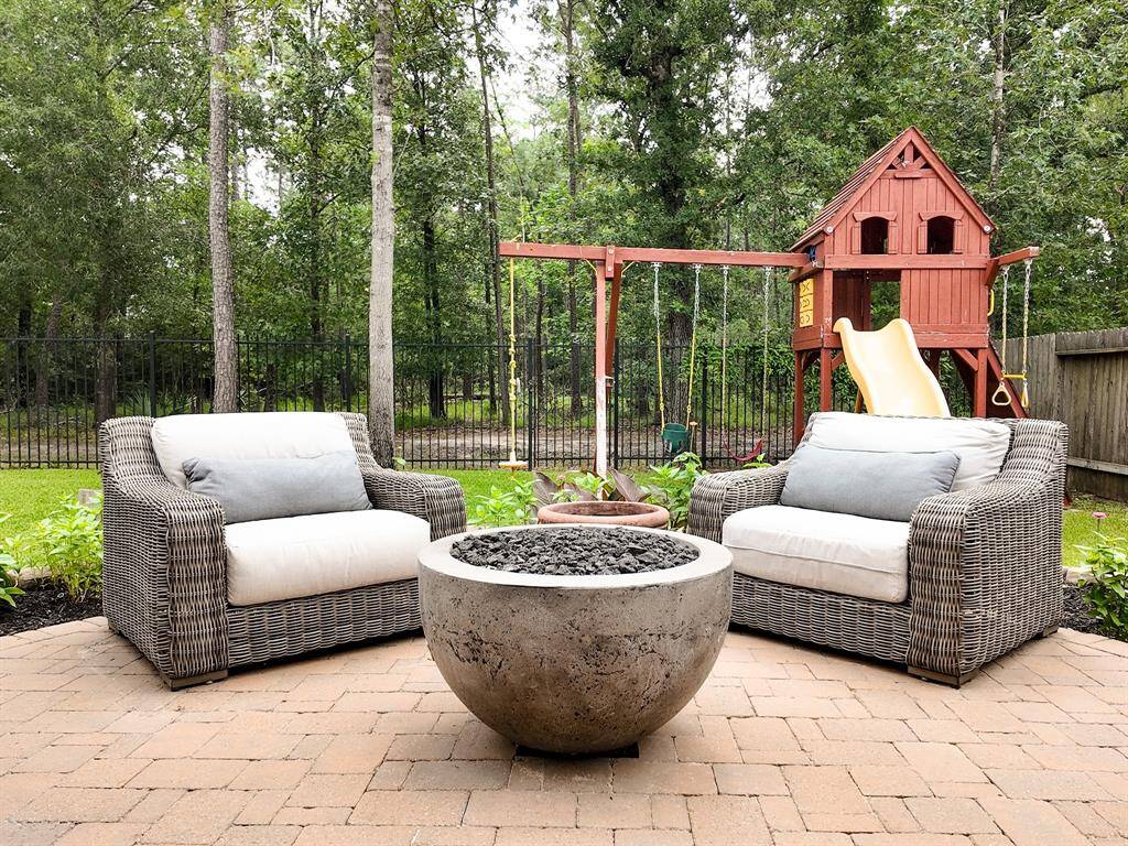 Fire pit is fueled by covered propane tank