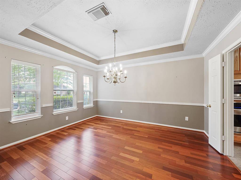 Upon entering the home the formal dining room will be on your right.