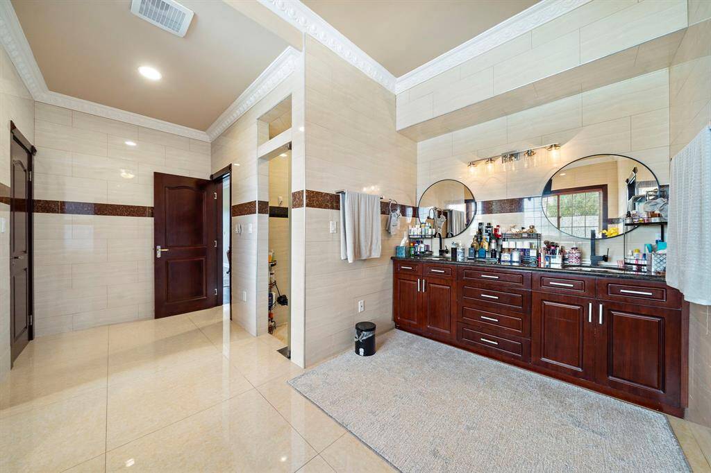 Double vanity with lots of counter space.