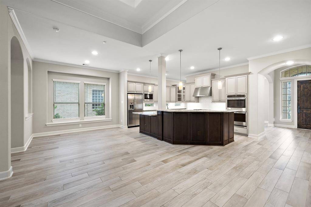 The breakfast area is located off of the kitchen for casual dining.