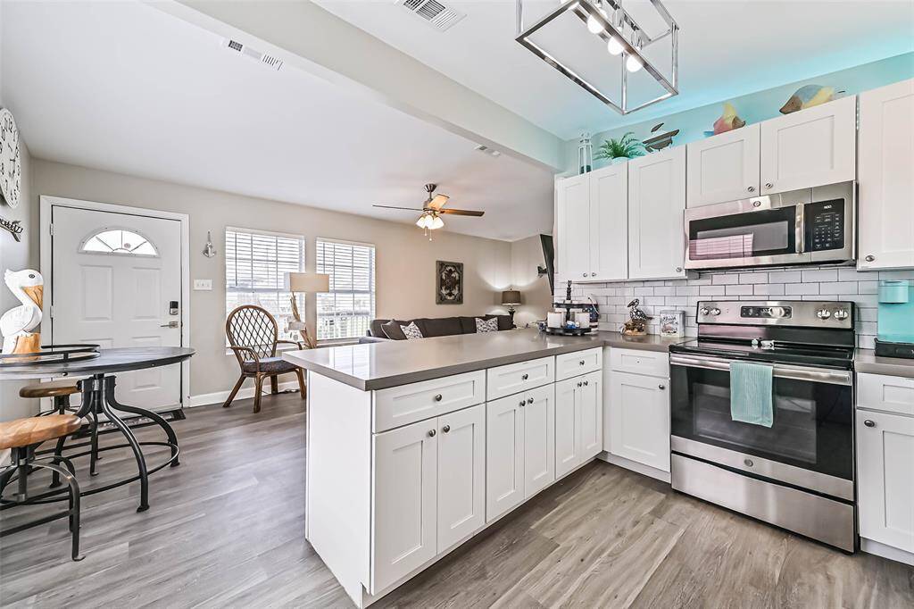 Kitchen open to dining and living space