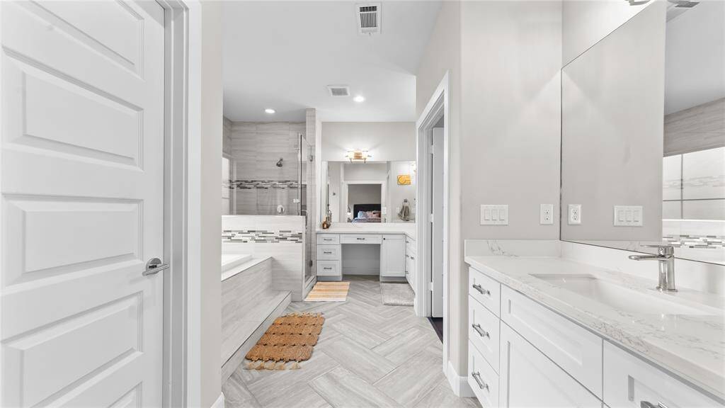 Dual vanities allow for the comfort of personal space.