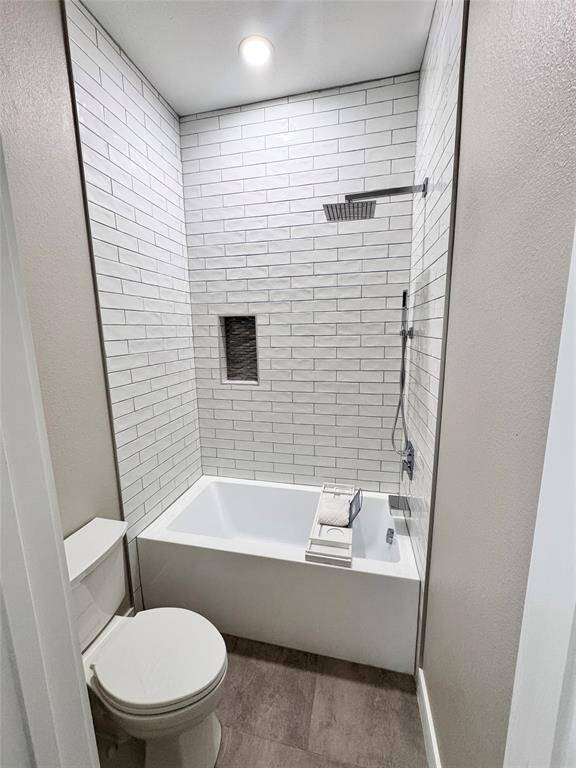 Restroom has its own locking door for added privacy.