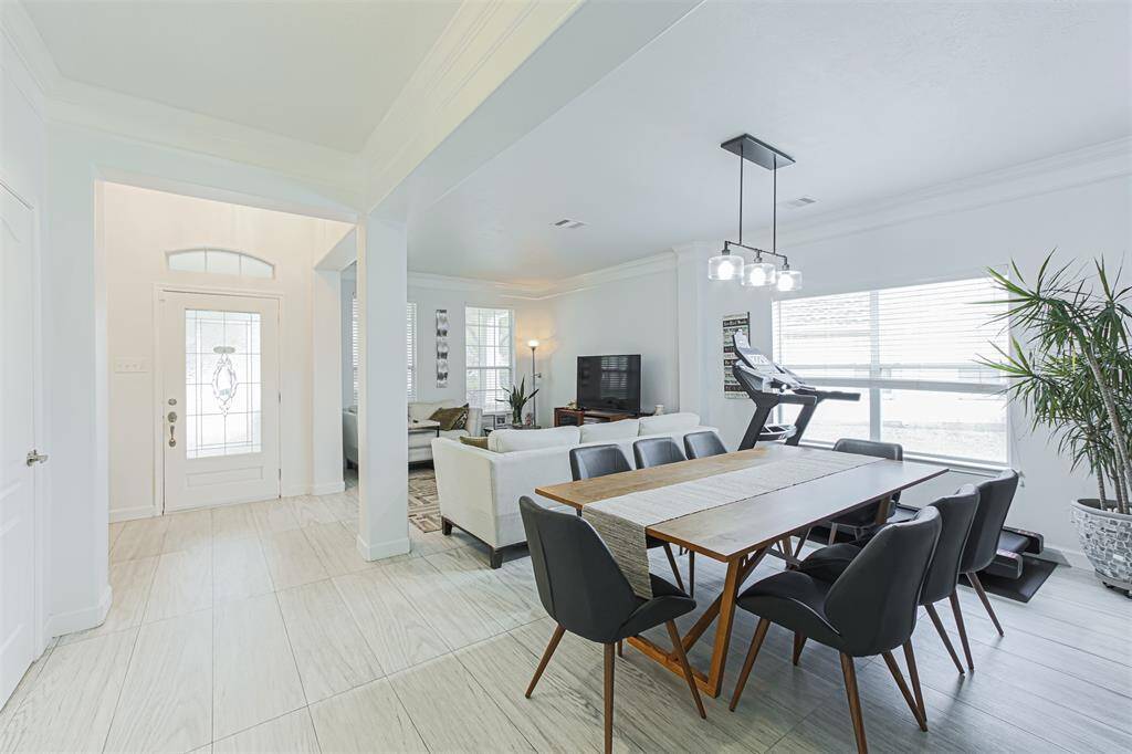 View from formal dining to sitting area.