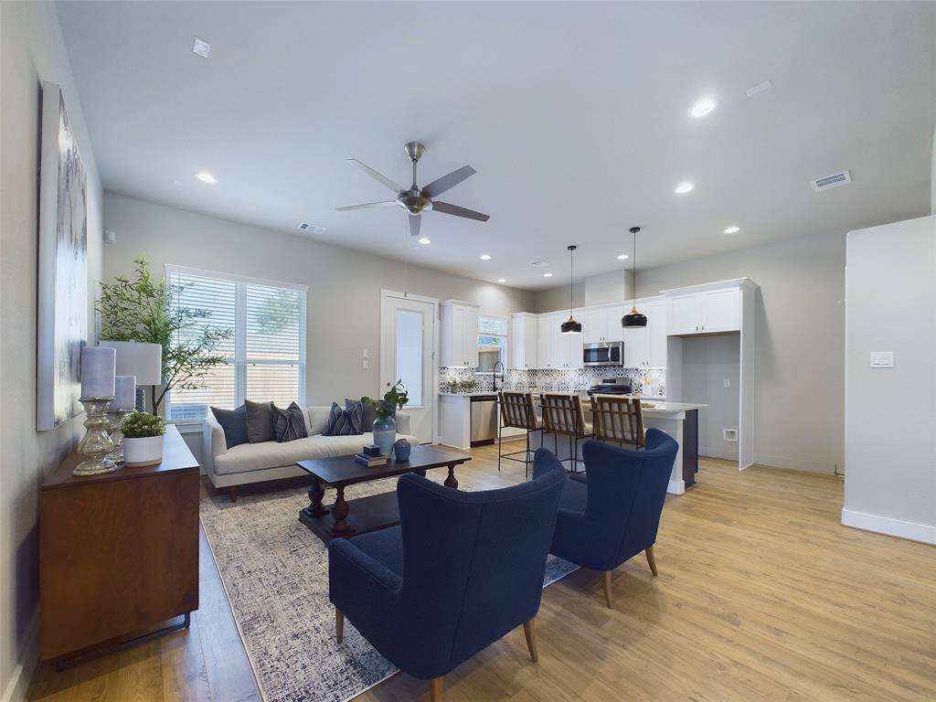 Living room, dining and kitchen open floor plan