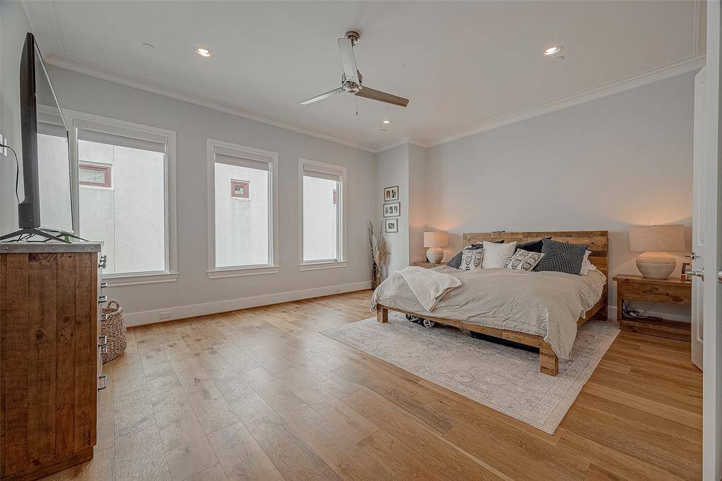 The spacious and luxurious primary suite is located on the third floor.