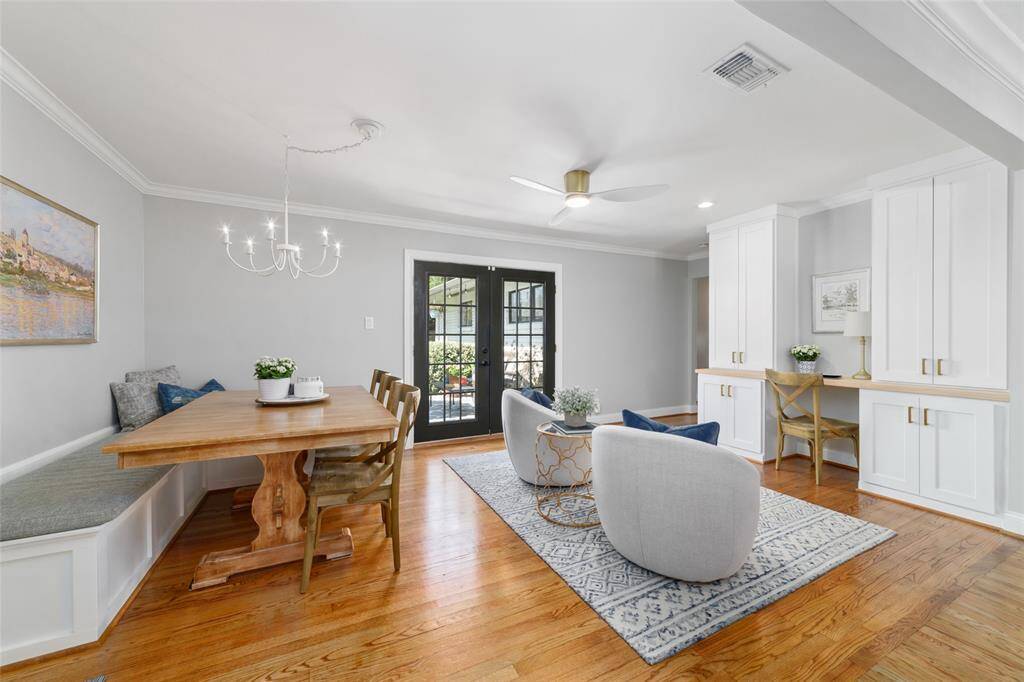 Dinner parties, casual bites, and everything in between feel extra special with natural light pouring in through black-trimmed French doors. It’s a vibe, and your plants will love it too.