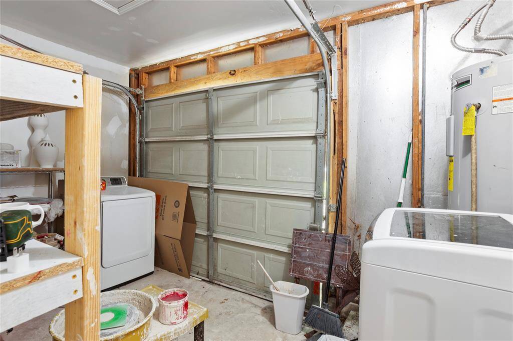 Garage with shelves