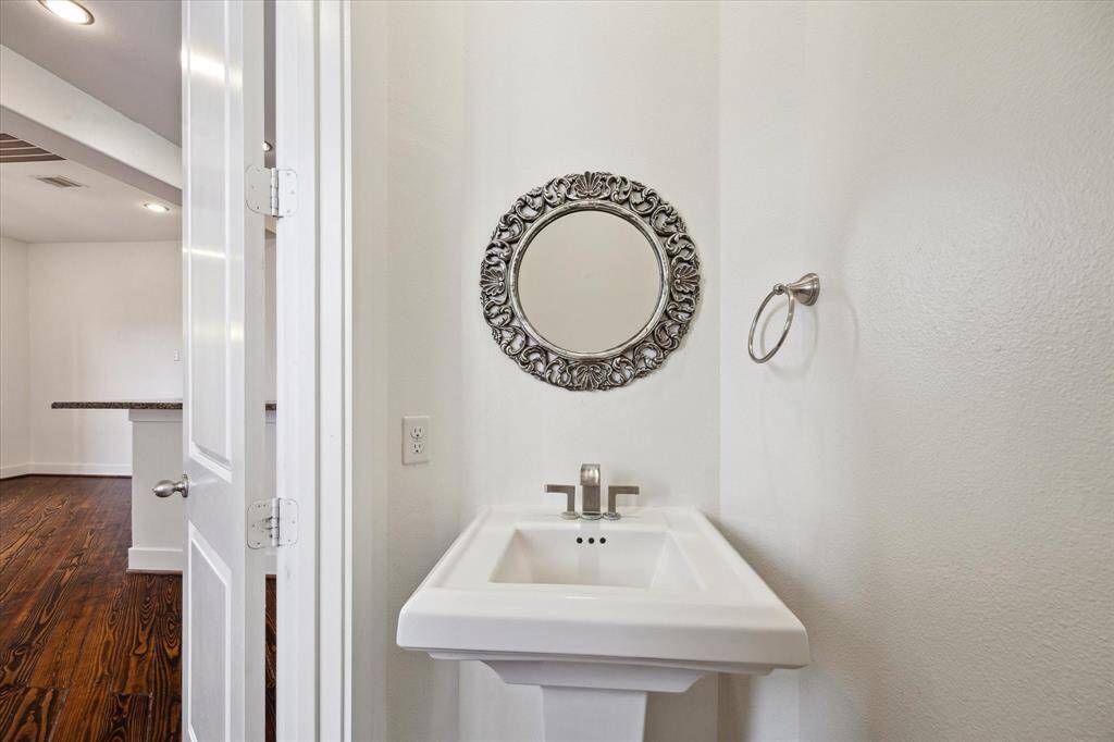 Powder room at top of stairway