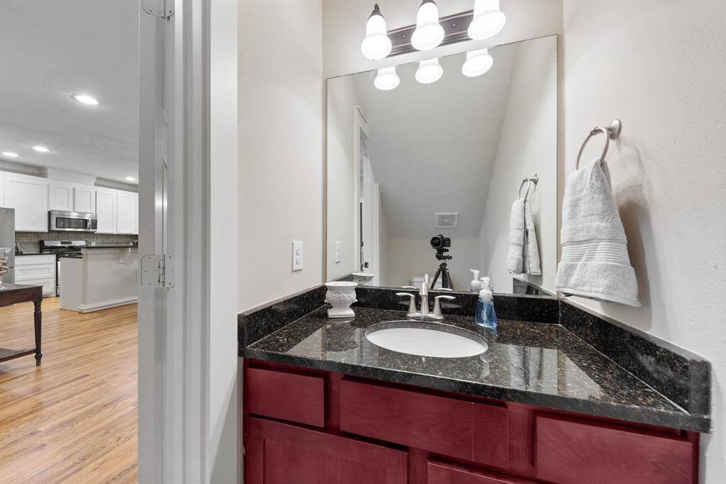 Powder room on 1st floor.