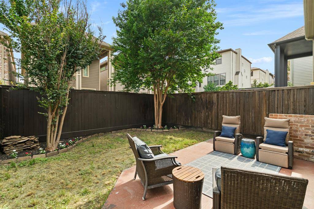 Fenced backyard with patio is perfect for sitting outside and enjoying the evenings.