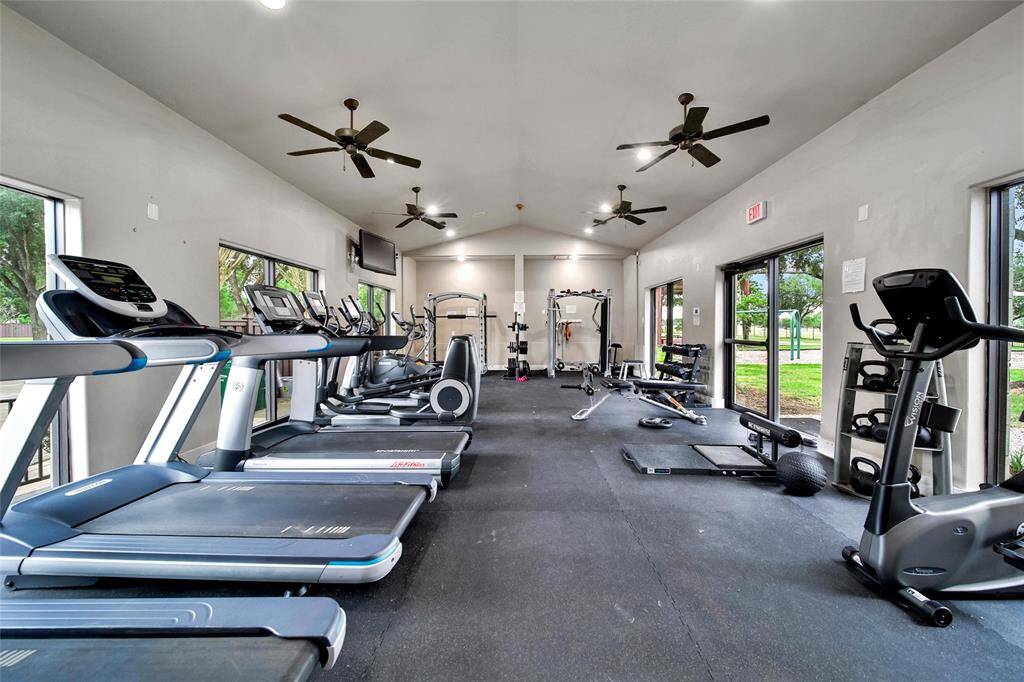 No more excuses to skip the gym when it's right down the street! This community fitness center is equipped with treadmills, ellipticals, bikes, weights and more.