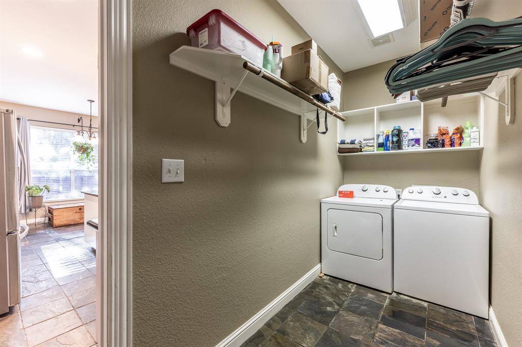 Tucked perfectly between the kitchen and garage, this laundry/mudroom keeps the mess contained and the chaos controlled—ideal for drop zones, muddy shoes, and laundry days that don’t feel like a chore.