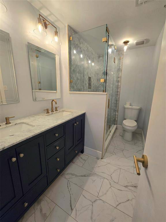 Primary bath offers double sink
