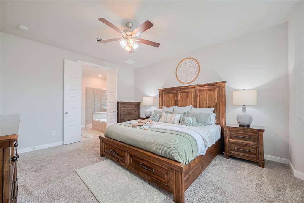 The room opens to a modern en-suite bathroom.