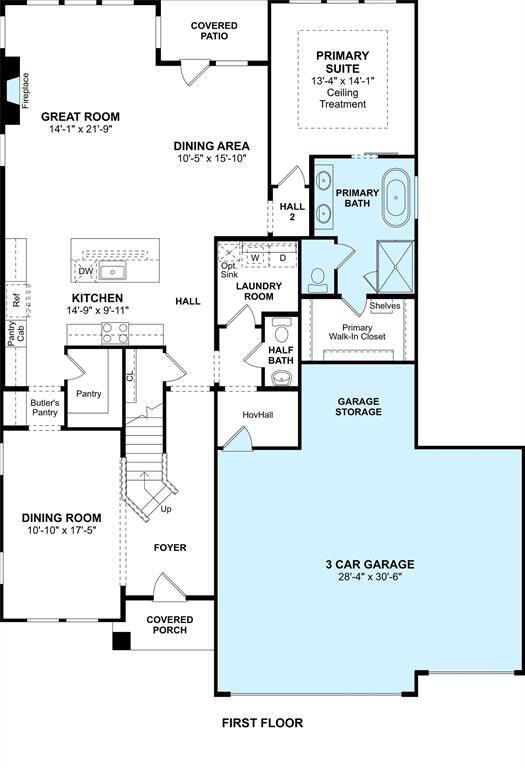 The El Paso floor plan by K. Hovnanian Homes. 1st Floor Shown. *Prices, plans, dimensions, features, specifications, materials, and availability of homes or communities are subject to change without notice or obligation.