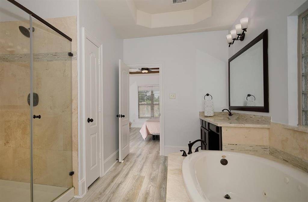 Separate shower and tub.