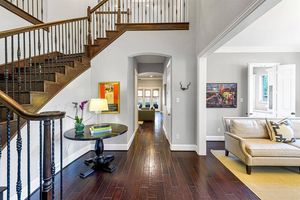 View from the front door into this spectacular home. Hardwood floors and special details throughout make this a truly special place to live.