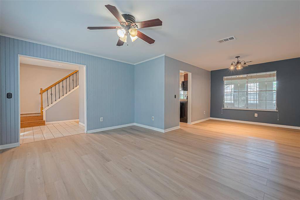 The formal living area and dining room.
