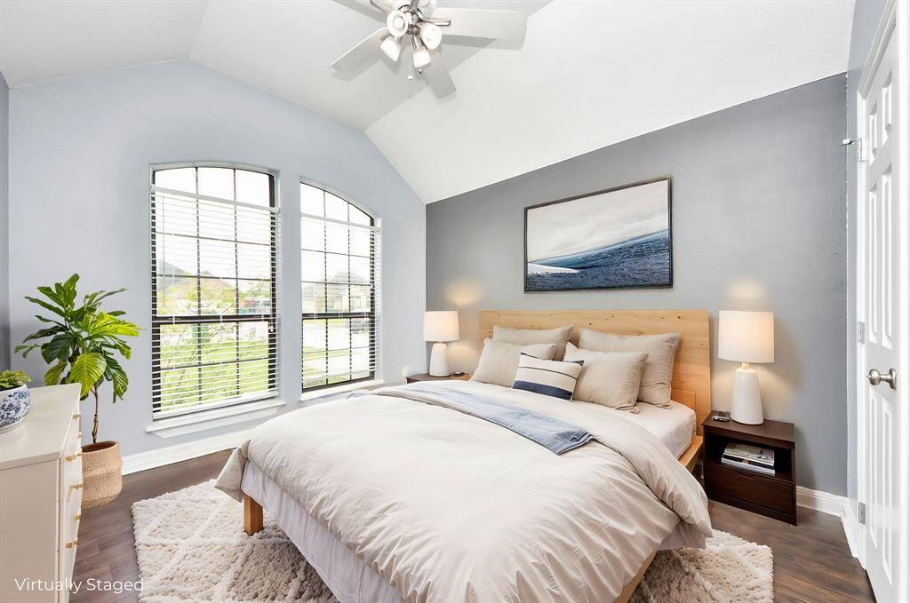 Virtually staged Bedroom #2 to show possible design