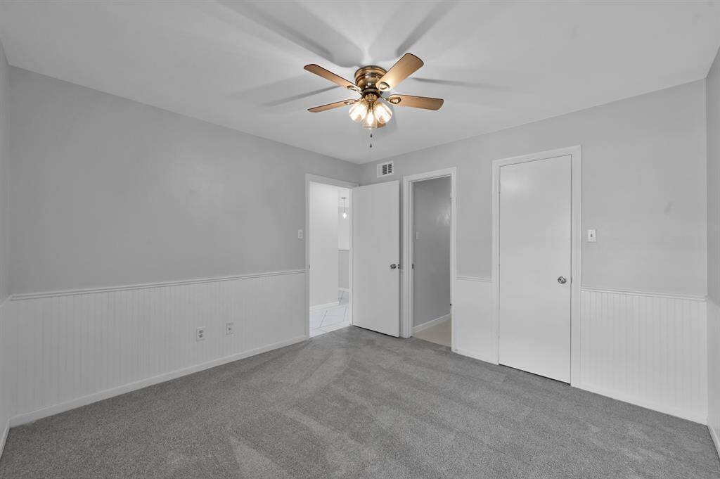 It has it's own private entrance into the hall bath. It also has a large walk in closet.