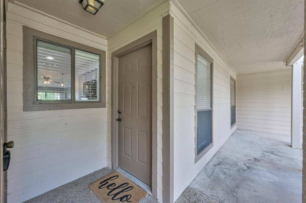 Your private entrance. Across from the front door is a storage closet.